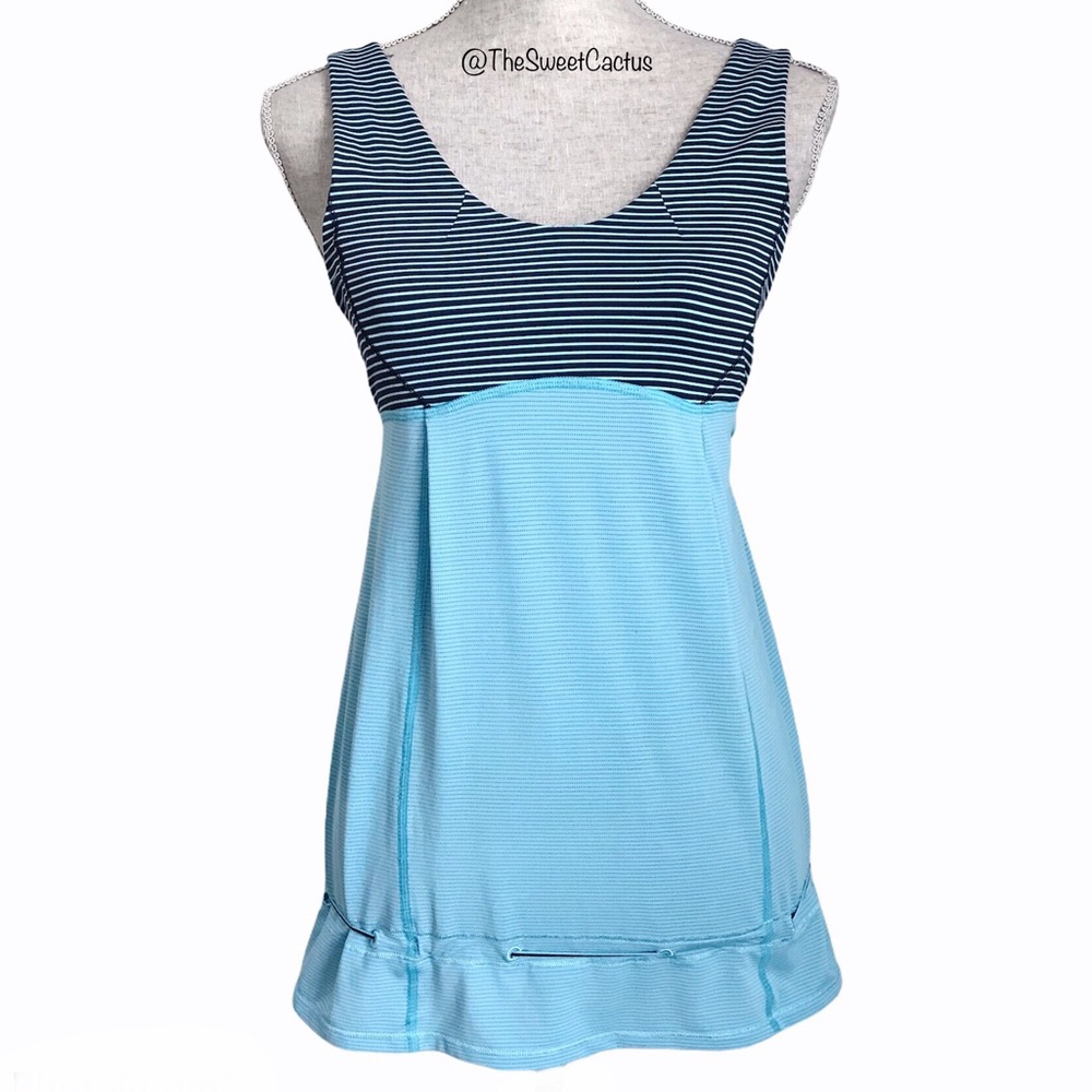 Lululemon Ta Ta Topper Stripe Cinched Tank Top Blue Size 6
